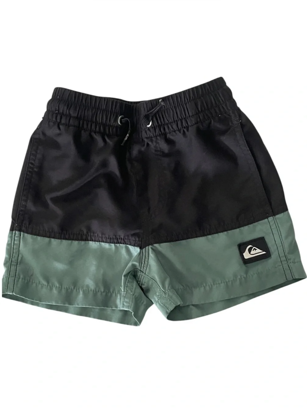 Quiksilver Black and Sage Green Colorblock Swim Shorts